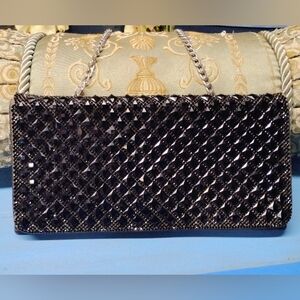 Starlet Faux Snake Skin & Sparkly Crystal Studded Convertible Clutch